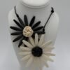 Black and White Double Flower Necklace