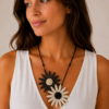 Black and White Double Flower Necklace