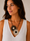 Black and White Double Flower Necklace