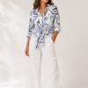 Abstract Print Tie front Shirt