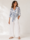 Abstract Print Tie front Shirt