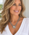 Elegant Silver Pendant Portrait Single Stone Statement Necklace
