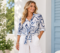 Italian Linen Tie-Front Top – Blue & White