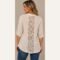 Italian Beige Linen Button-Up Top with Lace Back Detail