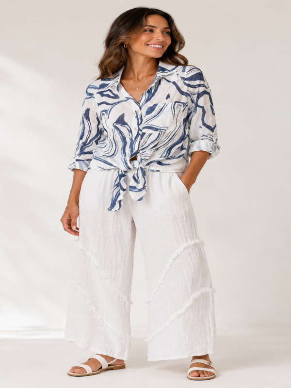 Abstract Print Tie front Shirt