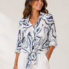 Abstract Print Tie front Shirt
