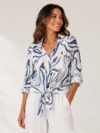 Abstract Print Tie front Shirt