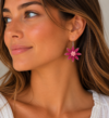 Magenta Flower Earrings