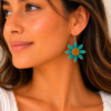 Teal Flower Earrings