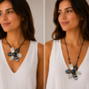 Black and White Flower Necklace