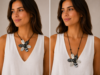 Black and White Flower Necklace