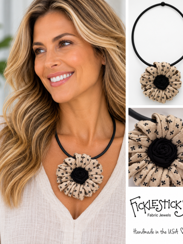 Ficklesticks Fabric Mum Necklace – Neutral