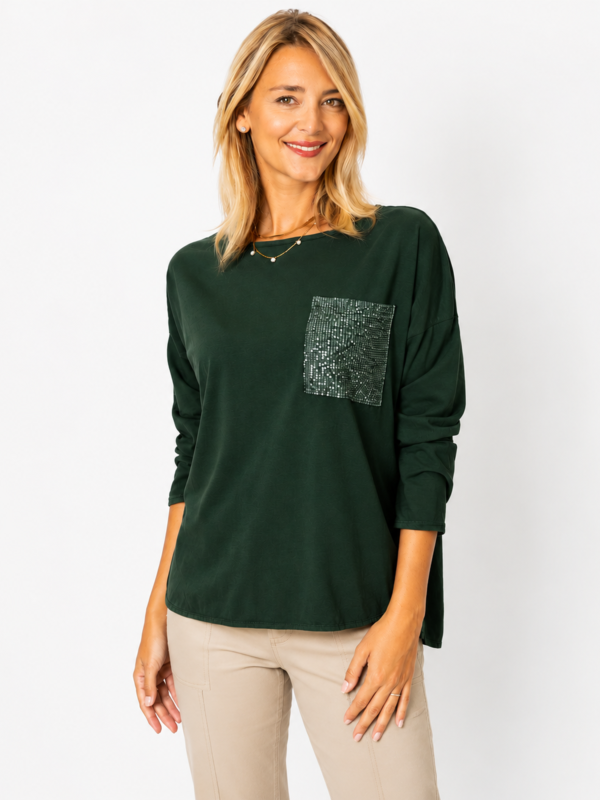Sequin Pocket Top