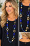 Blue and Gold Statement Necklace Collage Long Blue and Gold Mixed Media Statement Necklace