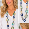 Geometric Mosaic Necklace Showcase Long Multicolor Geometric Square Statement Necklace