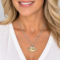 Ginkgo Pendant on Smiling Woman Two-Tone Ginkgo Leaf Pendant Necklace