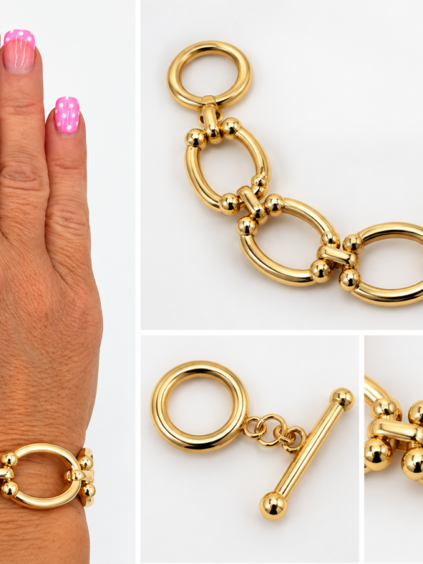 Gold-Tone Oval Link Toggle Bracelet