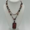 Pink Multi-Strand Beaded Necklace with Rectangle Pendant