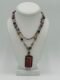 Pink Multi-Strand Beaded Necklace with Rectangle Pendant