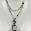 Neutral Multi-Strand Beaded Necklace with Double Pendant