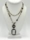 Neutral Multi-Strand Beaded Necklace with Double Pendant