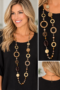 Multi-Panel Gold Statement Necklace Showcase Long Animal Print Mixed Media Statement Necklace