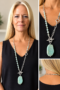 Long Aqua Stone and Silver-Tone Toggle Pendant Necklace