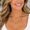Gold-Tone Oval Link Statement Necklace