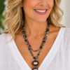 Blue Multi-Strand Beaded Necklace with Double Pendant