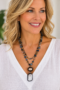 Blue Multi-Strand Beaded Necklace with Double Pendant