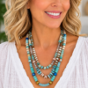 Aqua Blue Multi-Strand Beaded Necklace