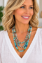 Aqua Blue Multi-Strand Beaded Necklace